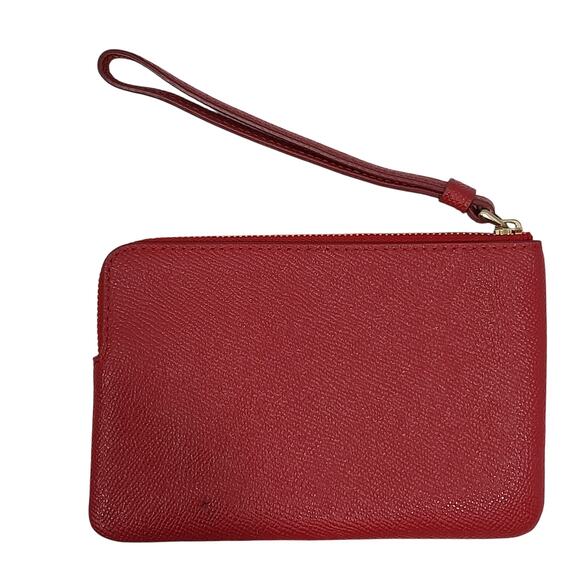 NWT! COACH! RICH RED GENUINE LEATHER WRISTLET, PURSE, BAG, WALLET! TAG INSIDE! - Picture 4 of 8